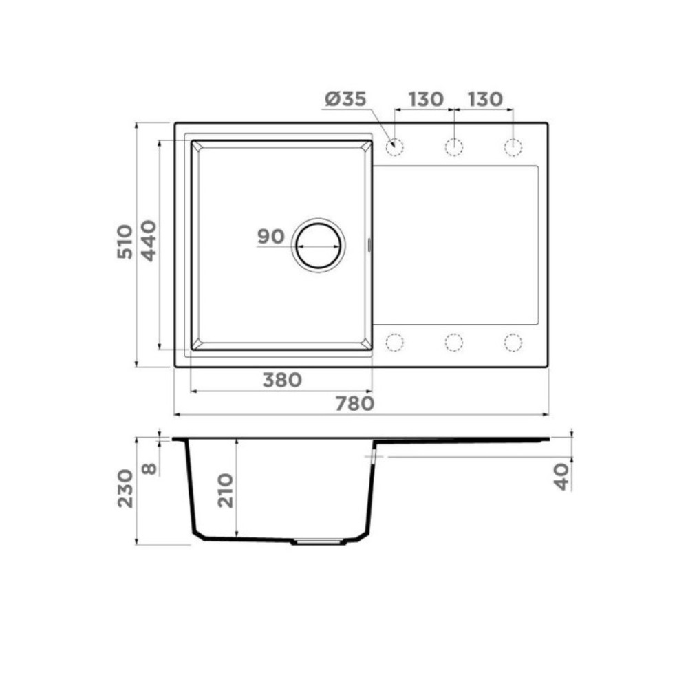 Мойка кухонная Omoikiri Daisen 78 Черный матовый 4993527 — изображение 4